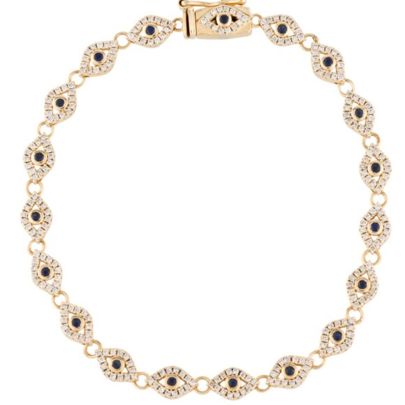 Sydney Evan Gold & Diamond Eye Link Bracelet with Blue Sapphire - Picture 1 of 5